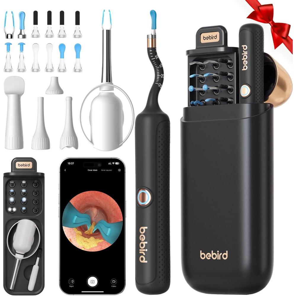 image:imageBebird Earsight Plus R37R Ear Cleaning Camera Wax Removal Tool kit FSA HSA Eligible Flexible Ear Scope Otoscope Camera Light Visual Ear Picker Wireless Earwax Remover Tweezers for Adults amp KidsBlack