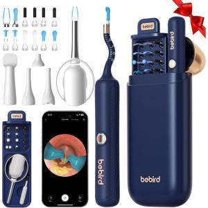 Bebird Earsight Plus R37R Ear Cleaning Camera Wax Removal Tool kit, FSA HSA Eligible Flexible Ear Scope Otoscope Camera Light, Visual Ear Picker Wireless Earwax Remover Tweezers for Adults & Kids(Blue)
